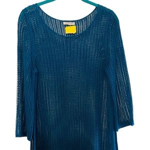 Eileen Fisher Teal Blue crochet look Dress/coverup.